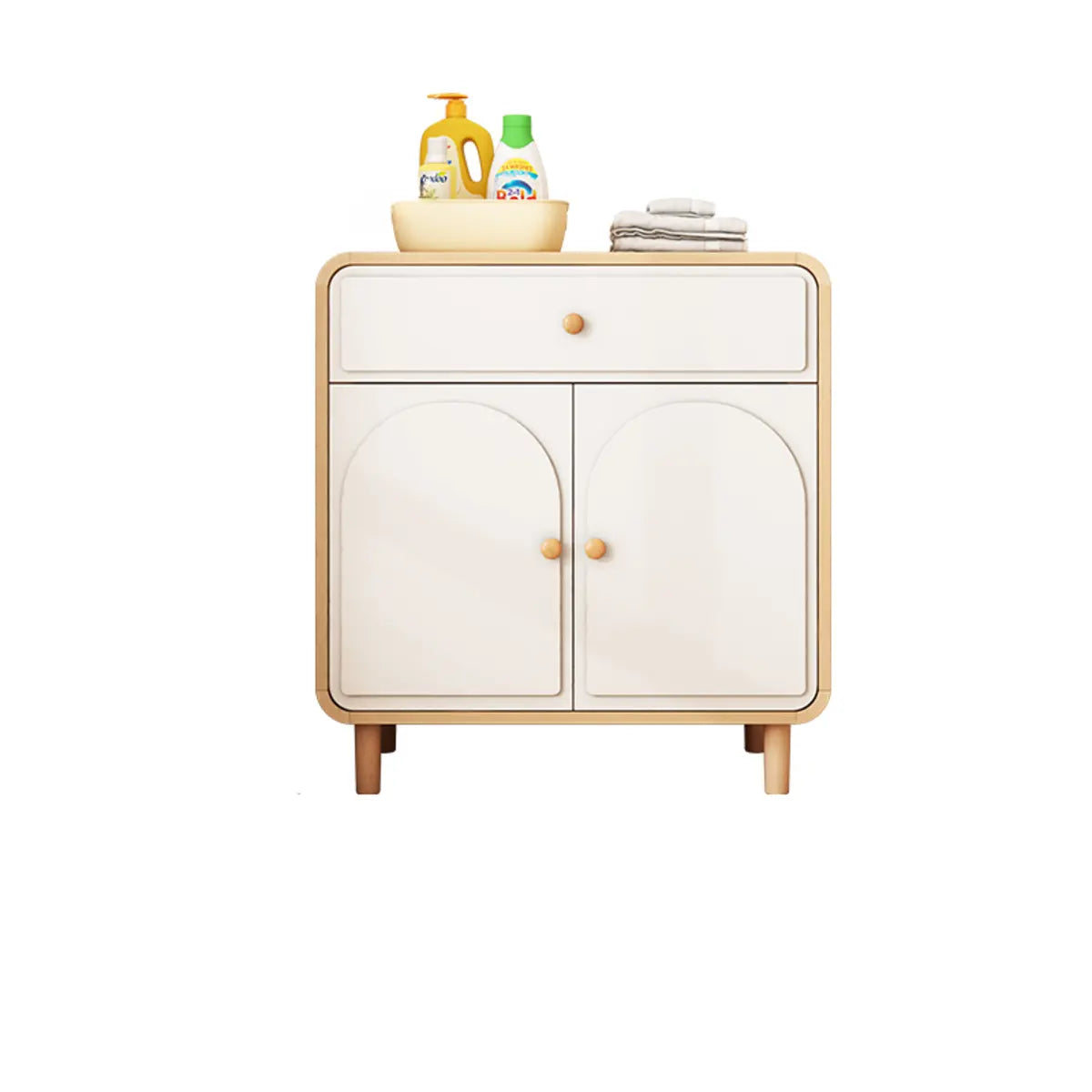 Modish White Wood Medium Drawers Sideboard with Storage Image - 2