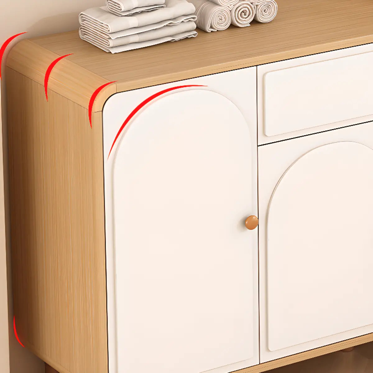Modish White Wood Medium Drawers Sideboard with Storage Image - 4