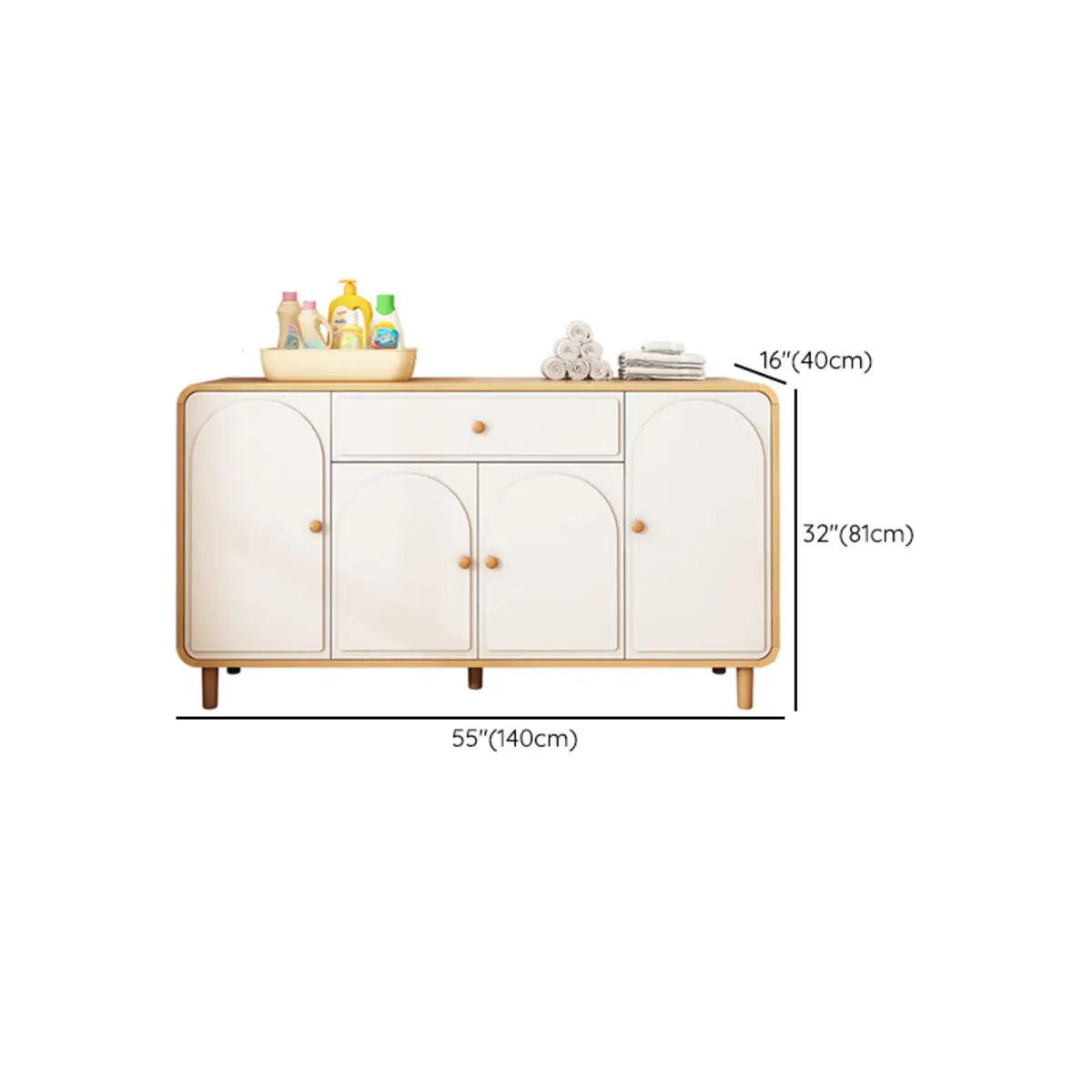Modish White Wood Medium Drawers Sideboard with Storage