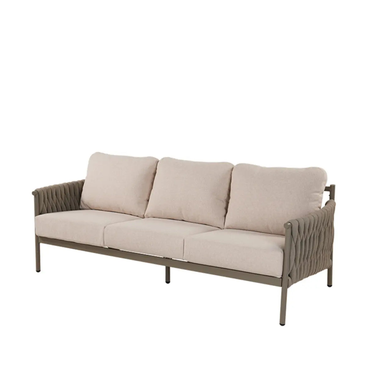 Modish Woven Metal Beige Outdoor Sectional Sofa Set Image - 2