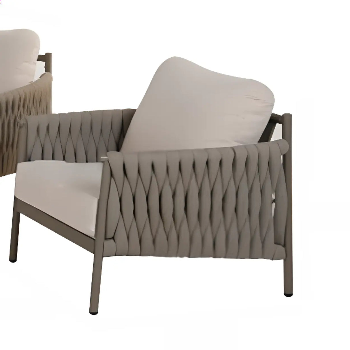 Modish Woven Metal Beige Outdoor Sectional Sofa Set Image - 3