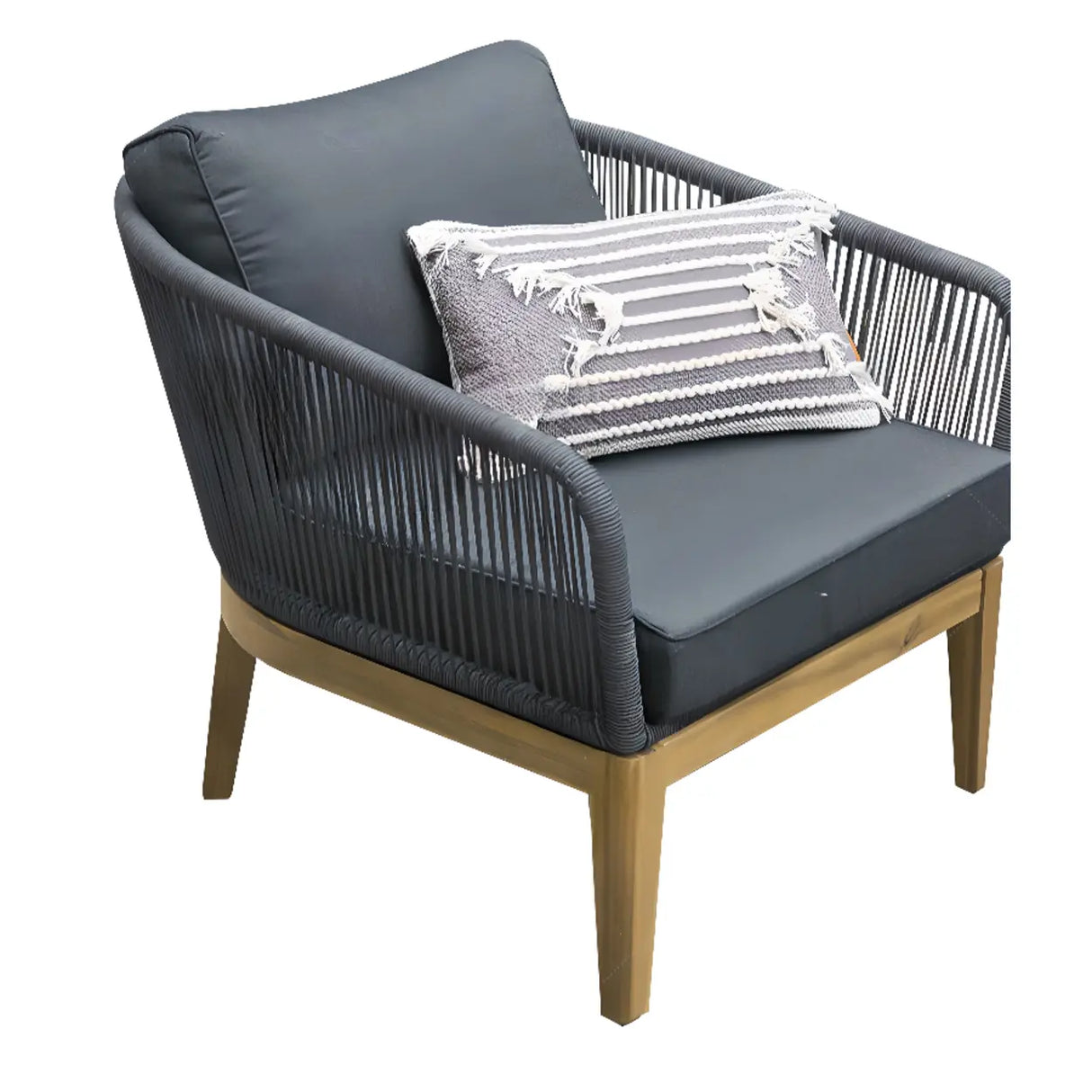 Modular Waterproof Teak Dark Grey Patio Conversation Sets Image - 6