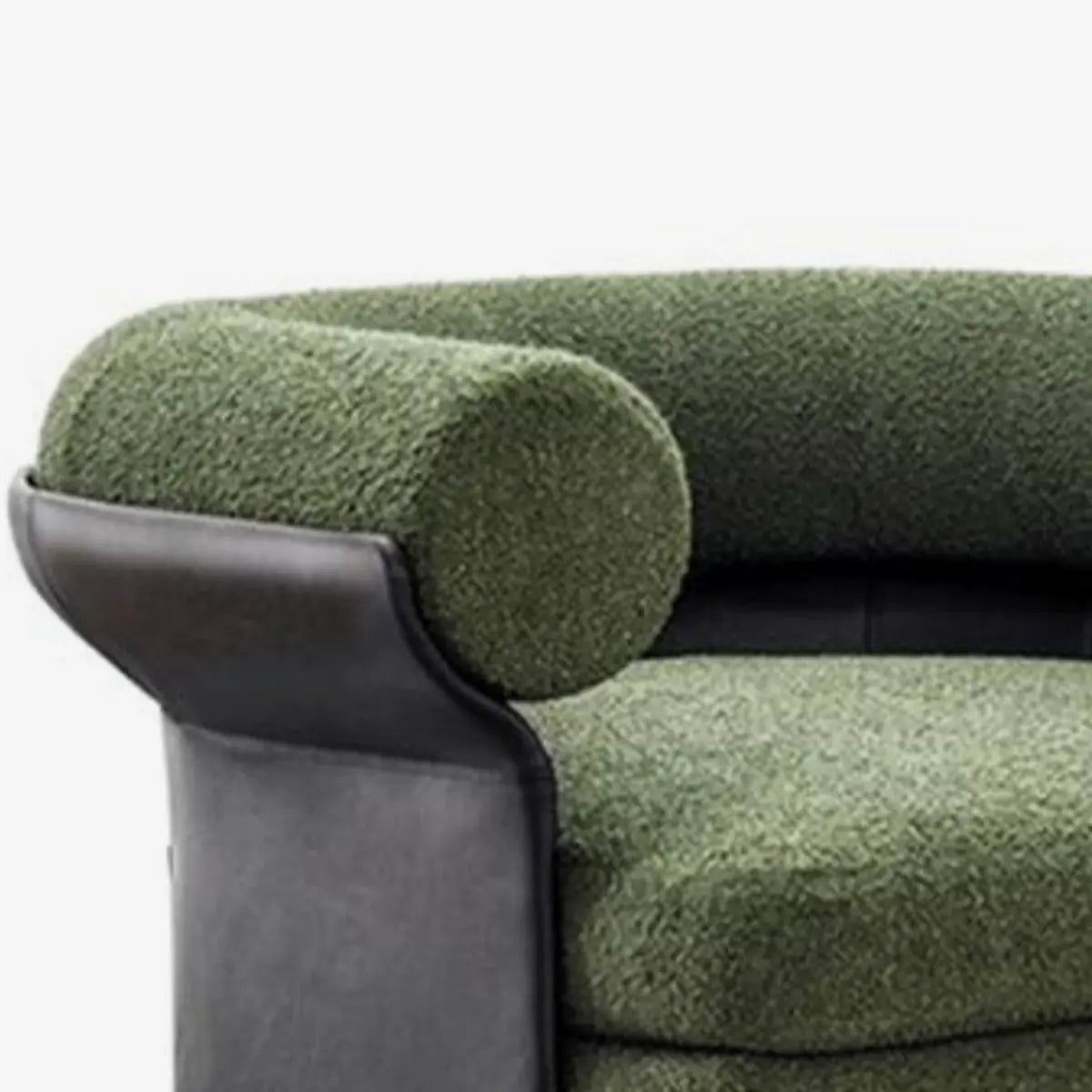 Mohair Round Arm Cushion Back Four Legs Barrel Chair Image - 6