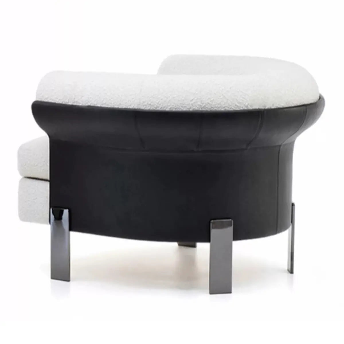 Mohair Round Arm Cushion Back Four Legs Barrel Chair Image - 9