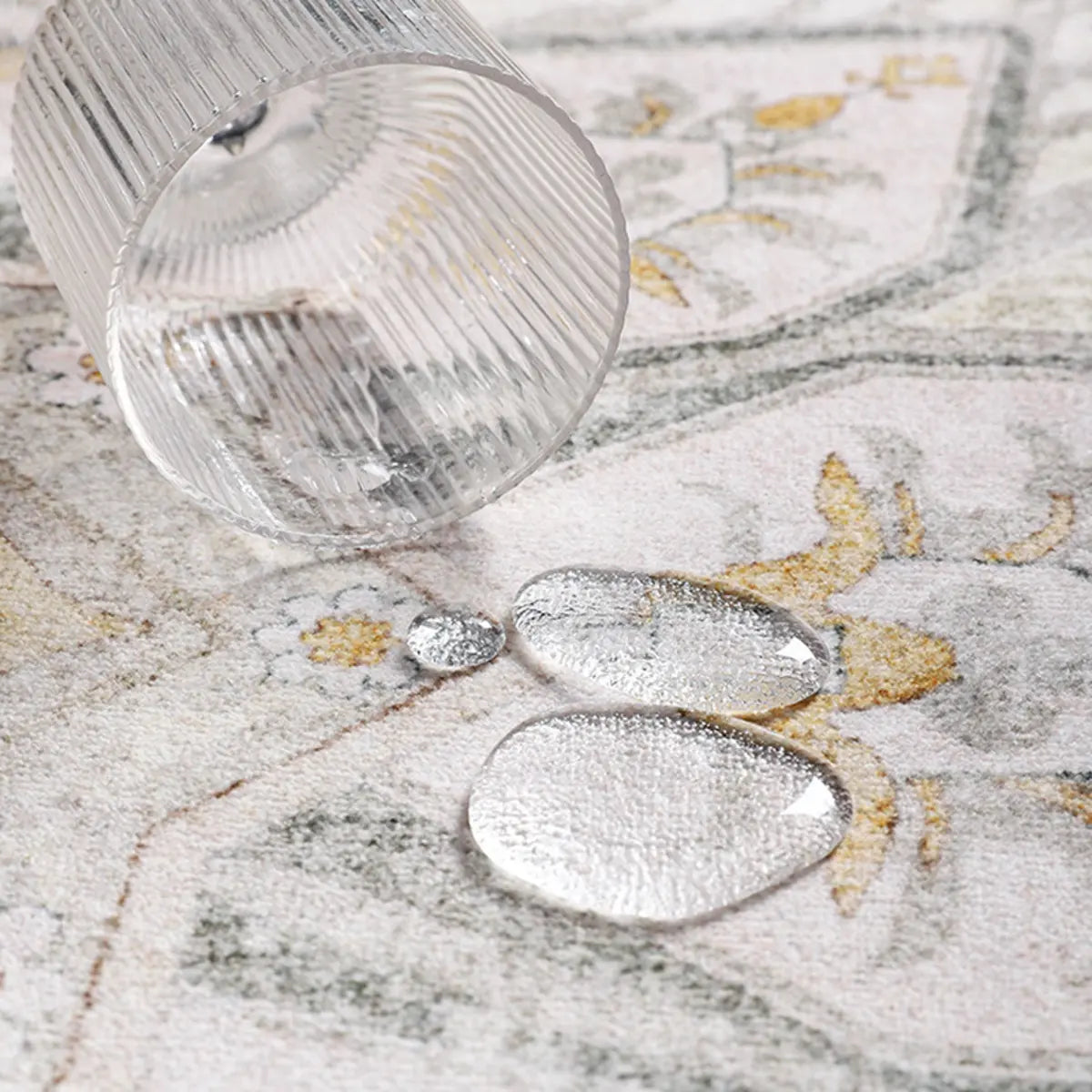 Moroccan Rectangle Beige Anti-Slip Floral Area Rug Image - 11