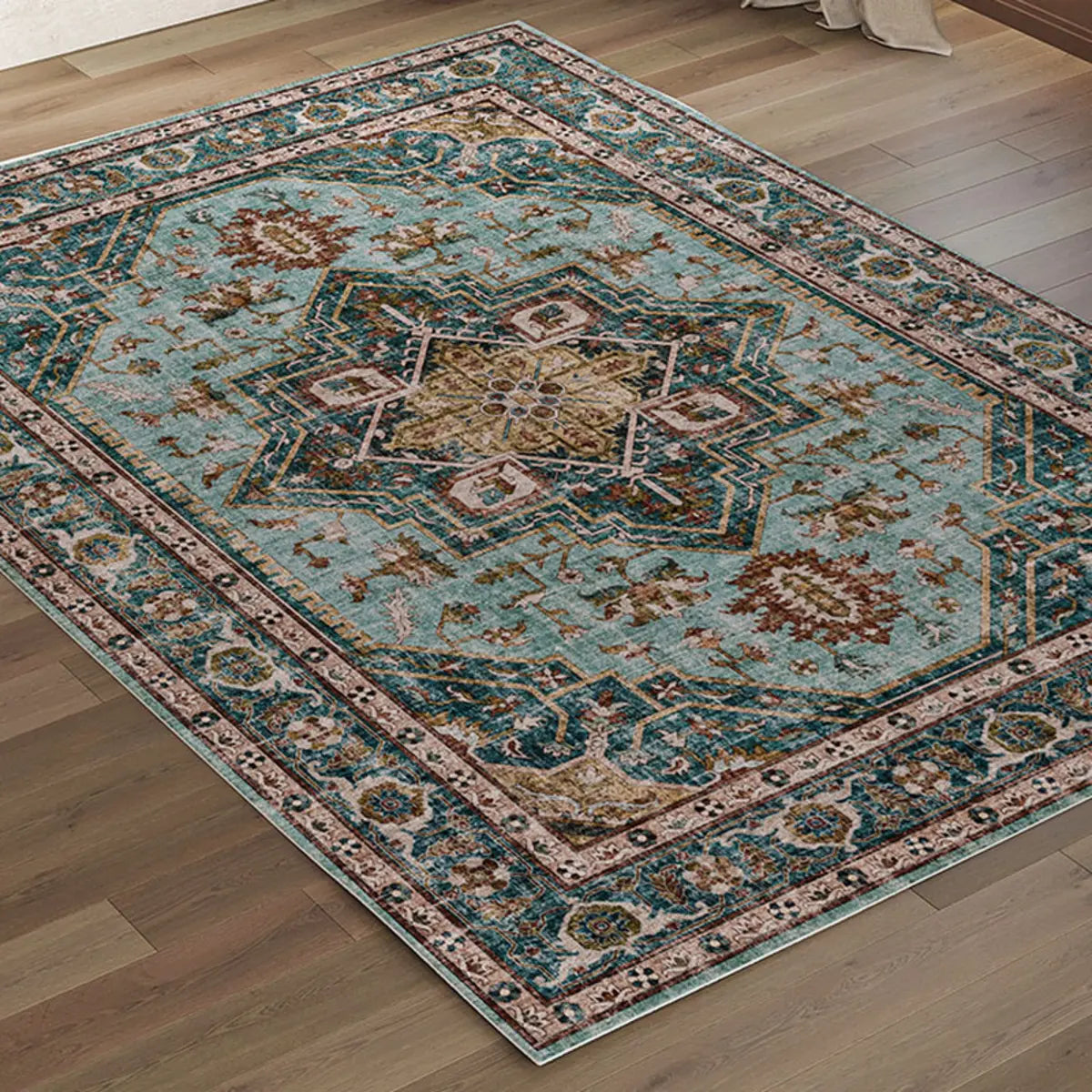 Moroccan Rectangle Polyester Blue Large Area Rug Image - 16