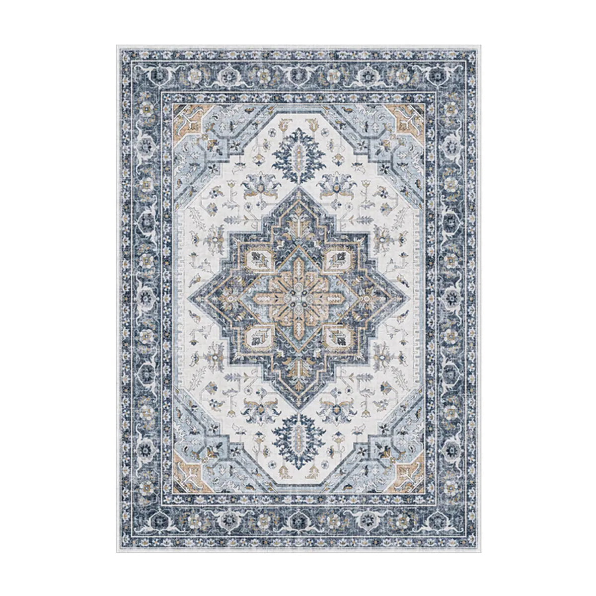 Moroccan Rectangle Polyester Blue Large Area Rug Image - 3