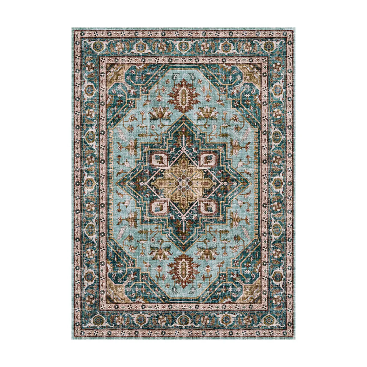 Moroccan Rectangle Polyester Blue Large Area Rug Image - 5