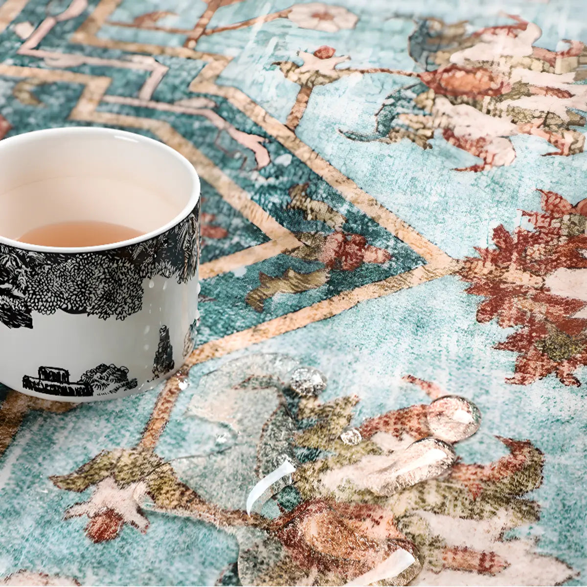 Moroccan Rectangle Polyester Blue Large Area Rug Image - 6