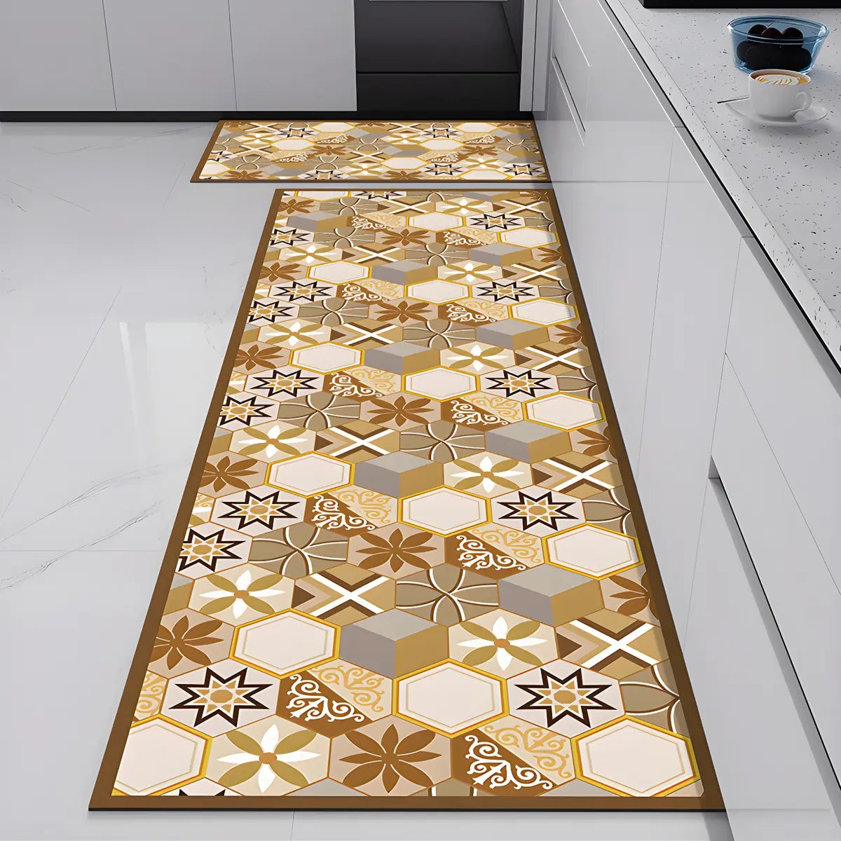 Moroccan Rectangle Tile Pattern Anti-Slip Area Rug Image - 10