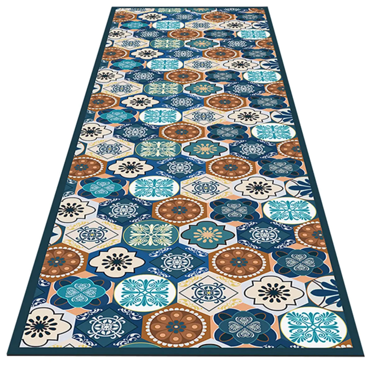 Moroccan Rectangle Tile Pattern Anti-Slip Area Rug Image - 5