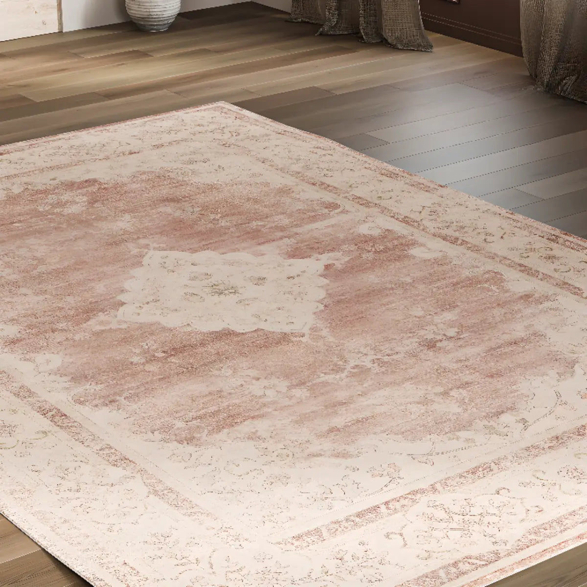 Moroccan Rectangular Beige Machine-Made Area Rug Image - 1