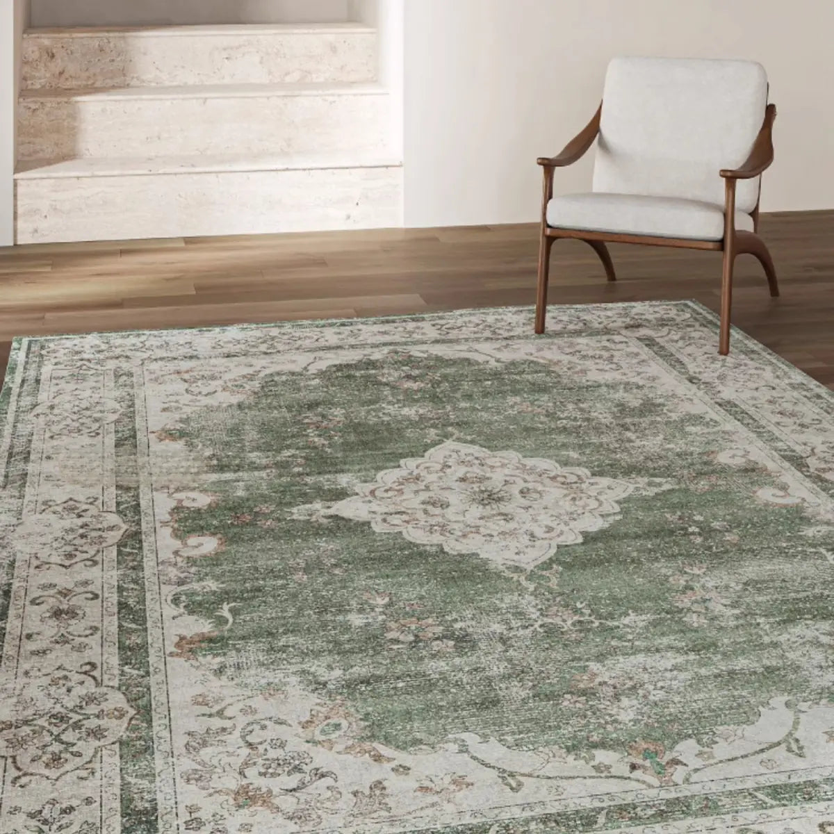 Moroccan Rectangular Beige Machine-Made Area Rug Image - 6