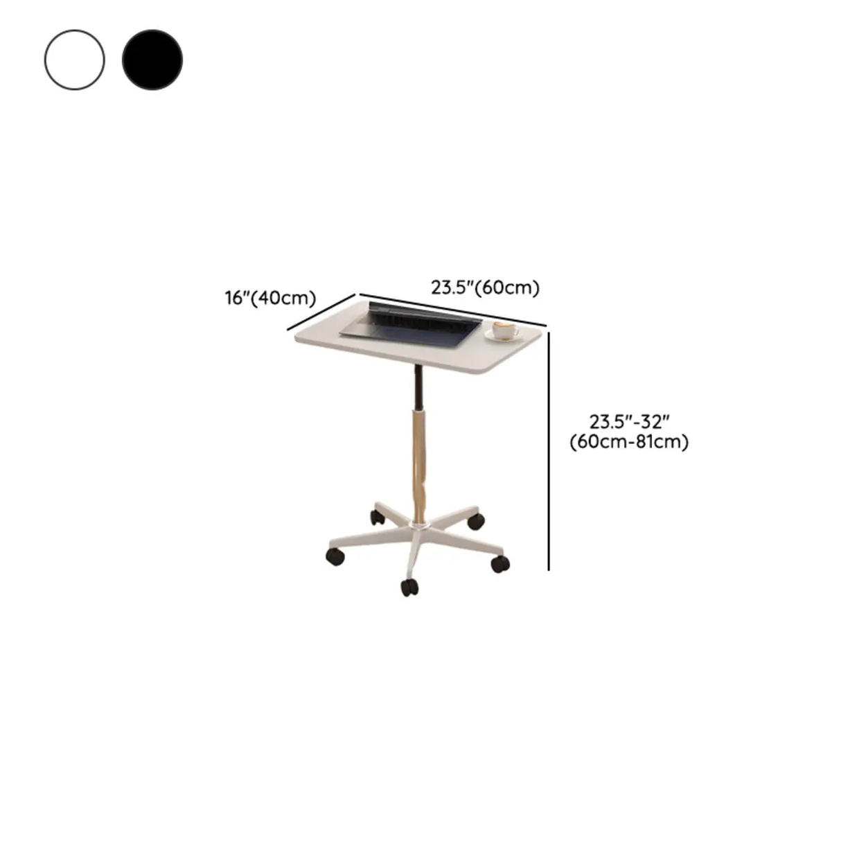 Movable Adjustable White Wooden Small Narrow Desk