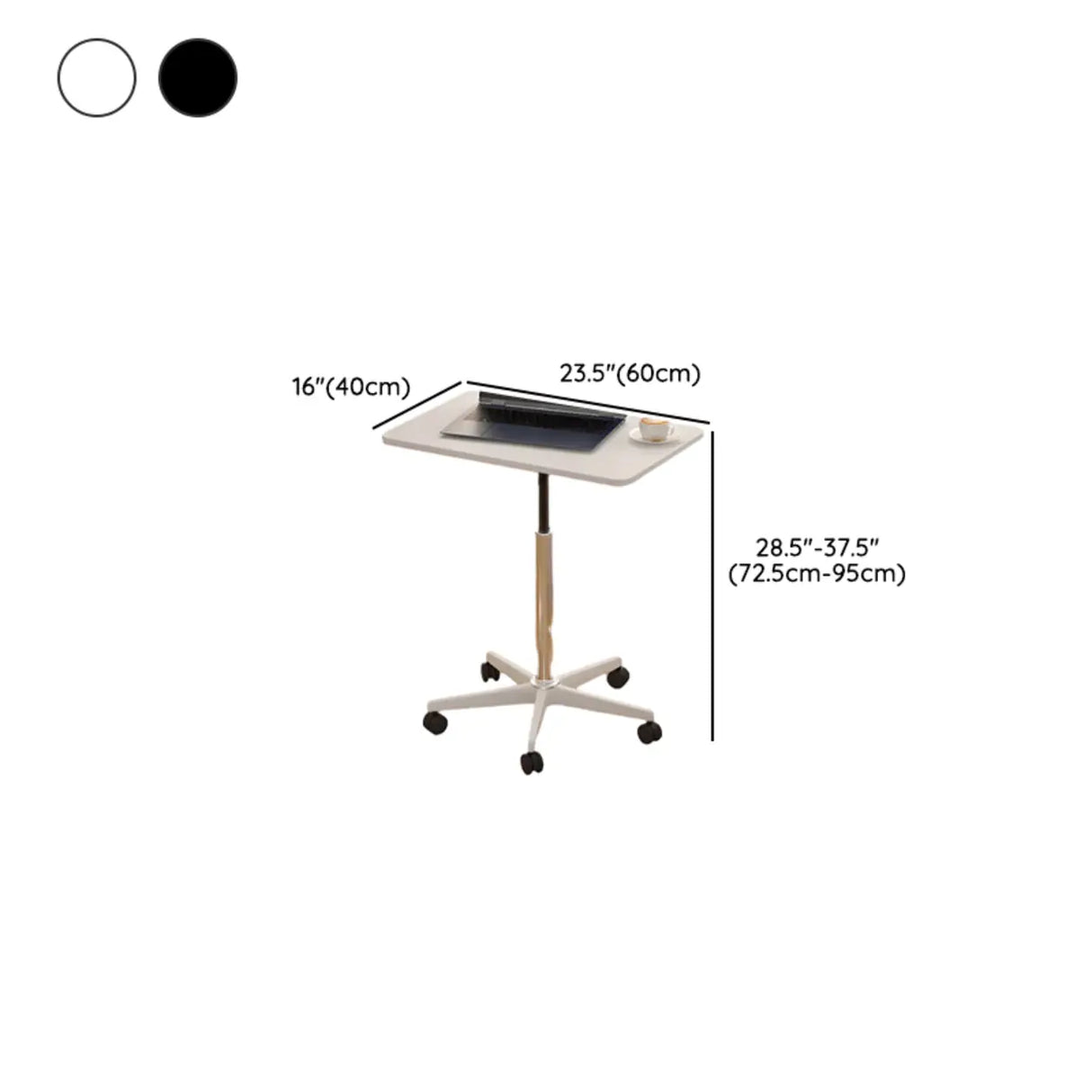 Movable Adjustable White Wooden Small Narrow Desk Image - 12