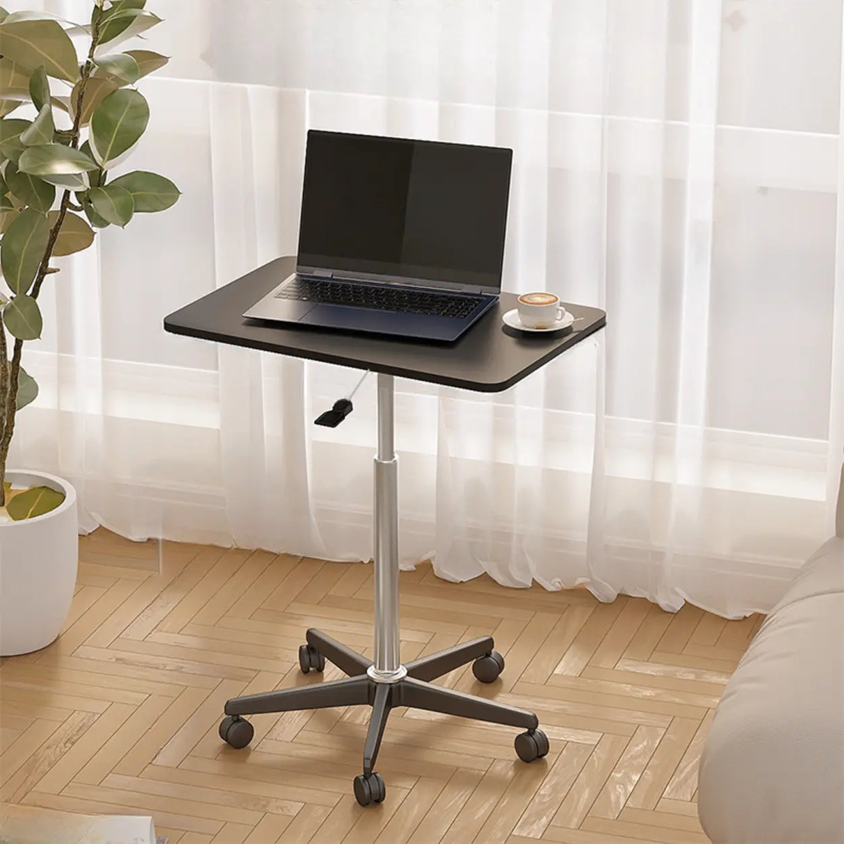 Movable Adjustable White Wooden Small Narrow Desk Image - 3