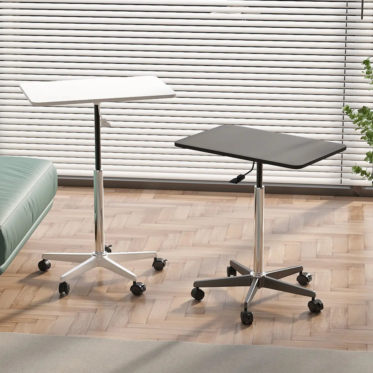 Movable Adjustable White Wooden Small Narrow Desk Image - 5