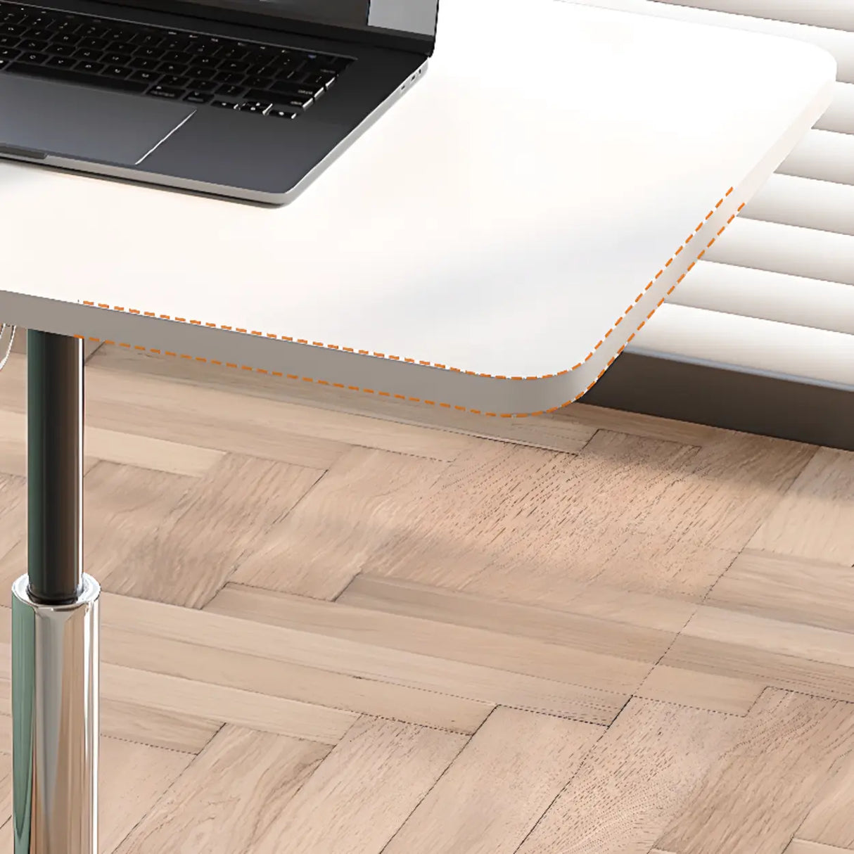 Movable Adjustable White Wooden Small Narrow Desk Image - 9