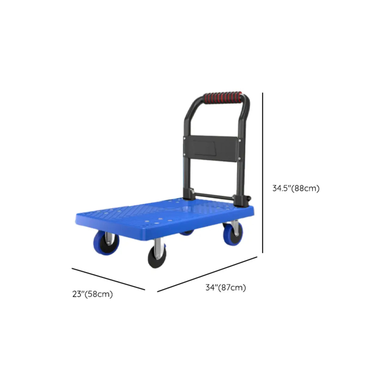 Movable Black Flat Utility Cart with Four Casters Image - 12
