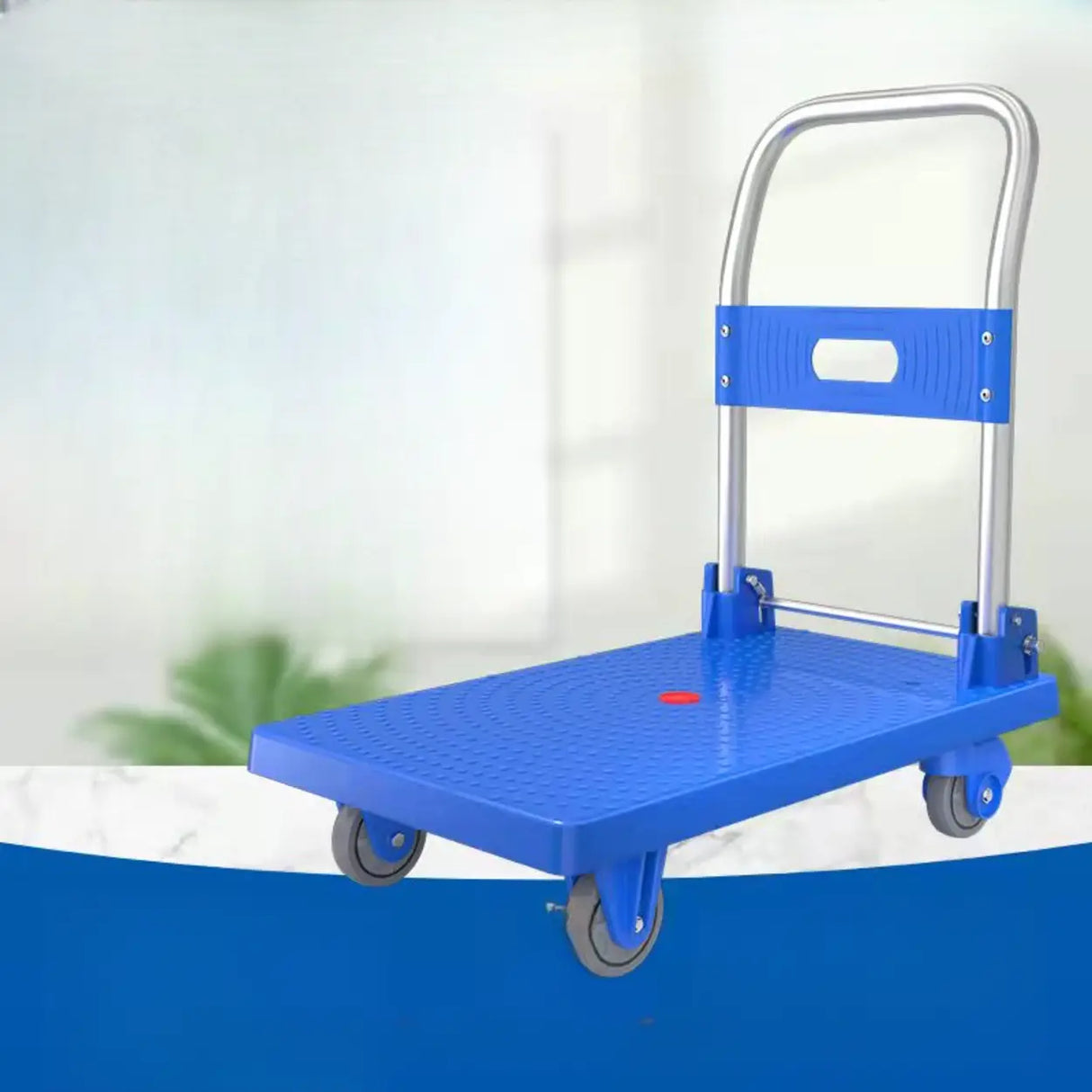 Movable Black Flat Utility Cart with Four Casters Image - 2