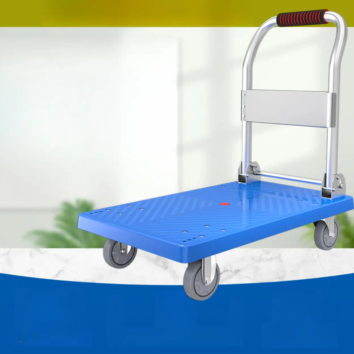 Movable Black Flat Utility Cart with Four Casters Image - 4