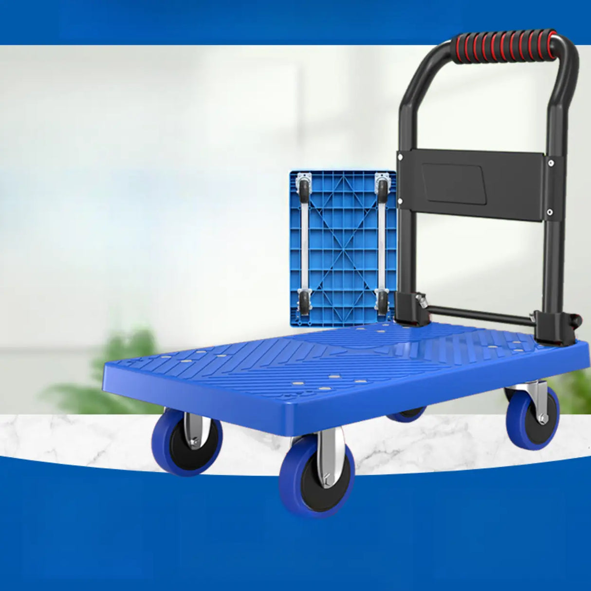 Movable Black Flat Utility Cart with Four Casters Image - 6