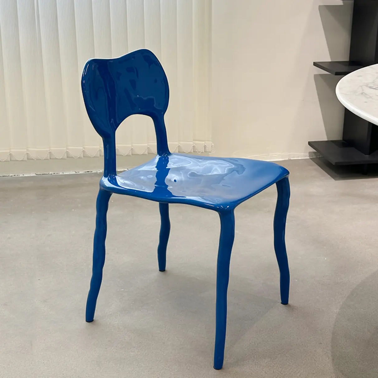 Multi-Color Curved Armless Low Back Resin Dining Chair Image - 11