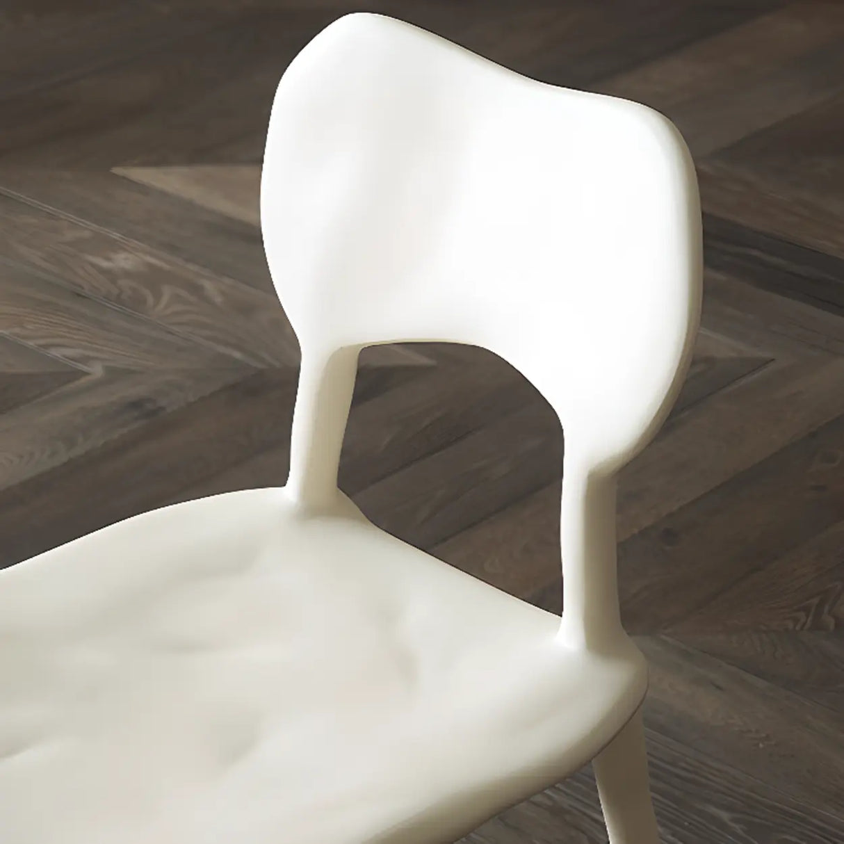 Multi-Color Curved Armless Low Back Resin Dining Chair Image - 12