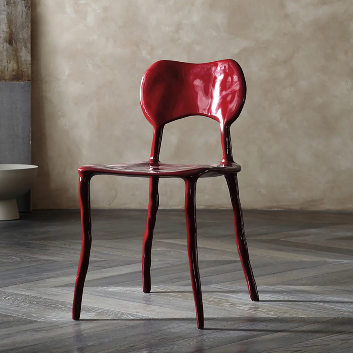 Multi-Color Curved Armless Low Back Resin Dining Chair Image - 5