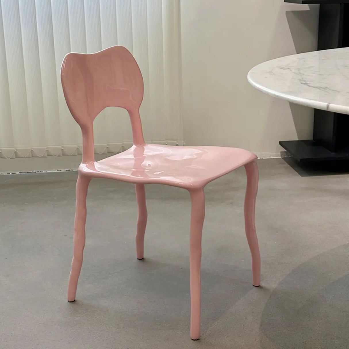 Multi-Color Curved Armless Low Back Resin Dining Chair Image - 7