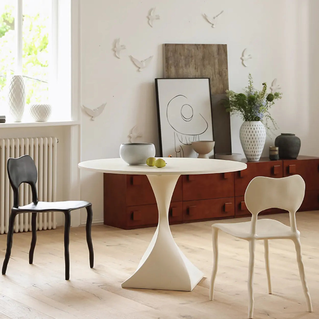 Multi-Color Curved Armless Low Back Resin Dining Chair Image - 8