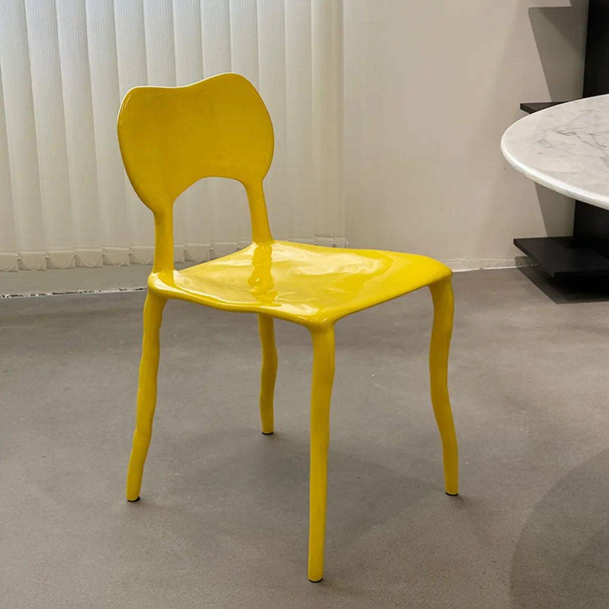 Multi-Color Curved Armless Low Back Resin Dining Chair Image - 9