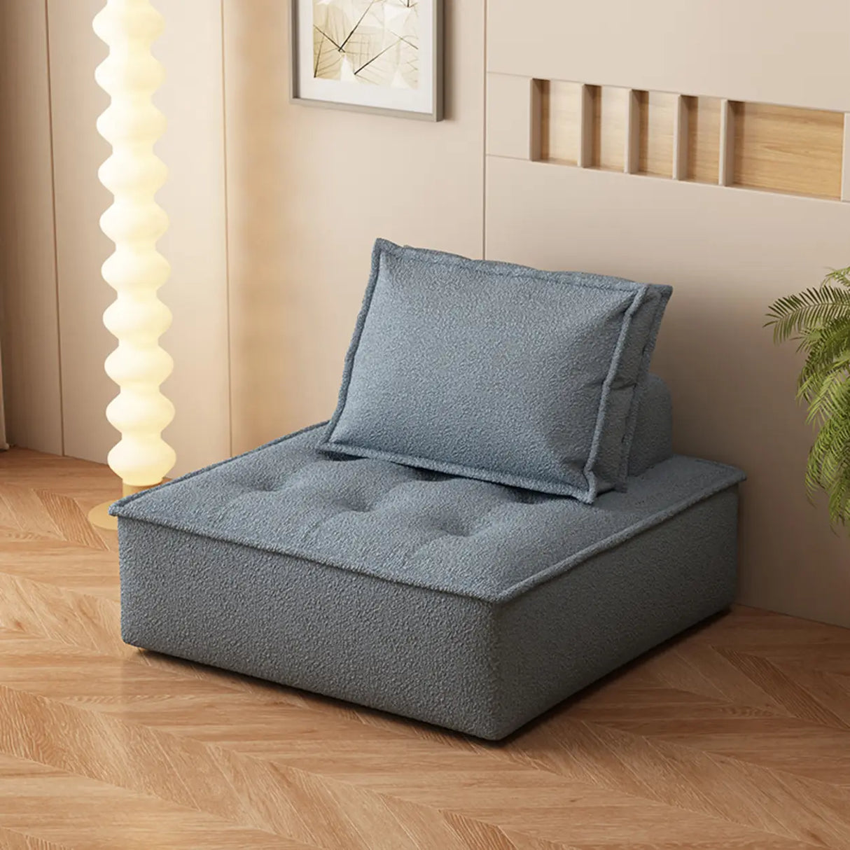 Multi-Color Modular Fabric Pillow Back Single Sofa Image - 2