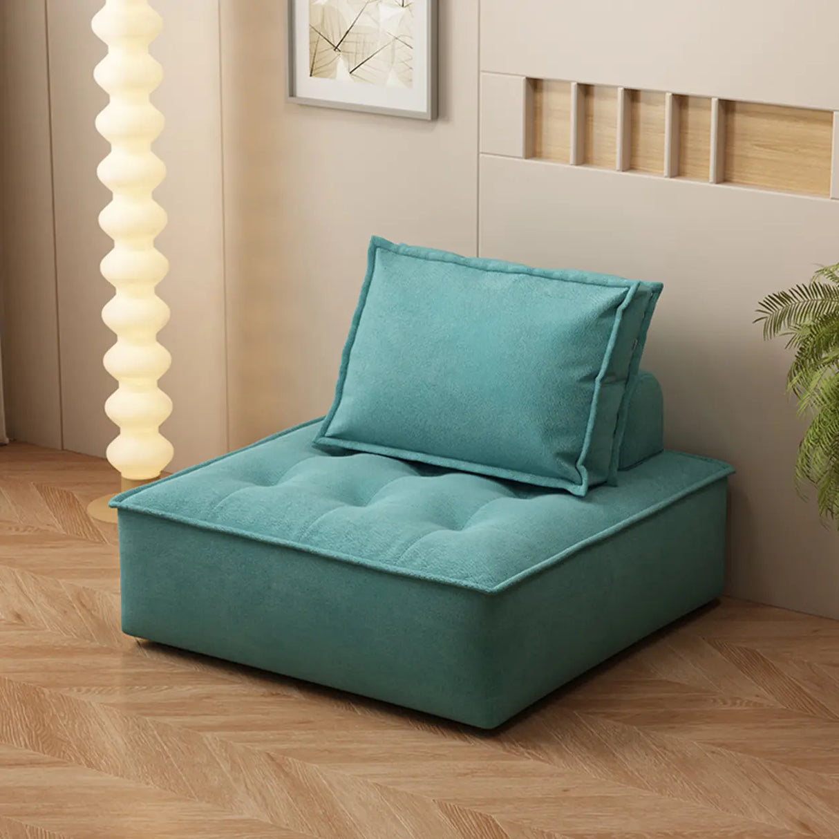 Multi-Color Modular Fabric Pillow Back Single Sofa Image - 7