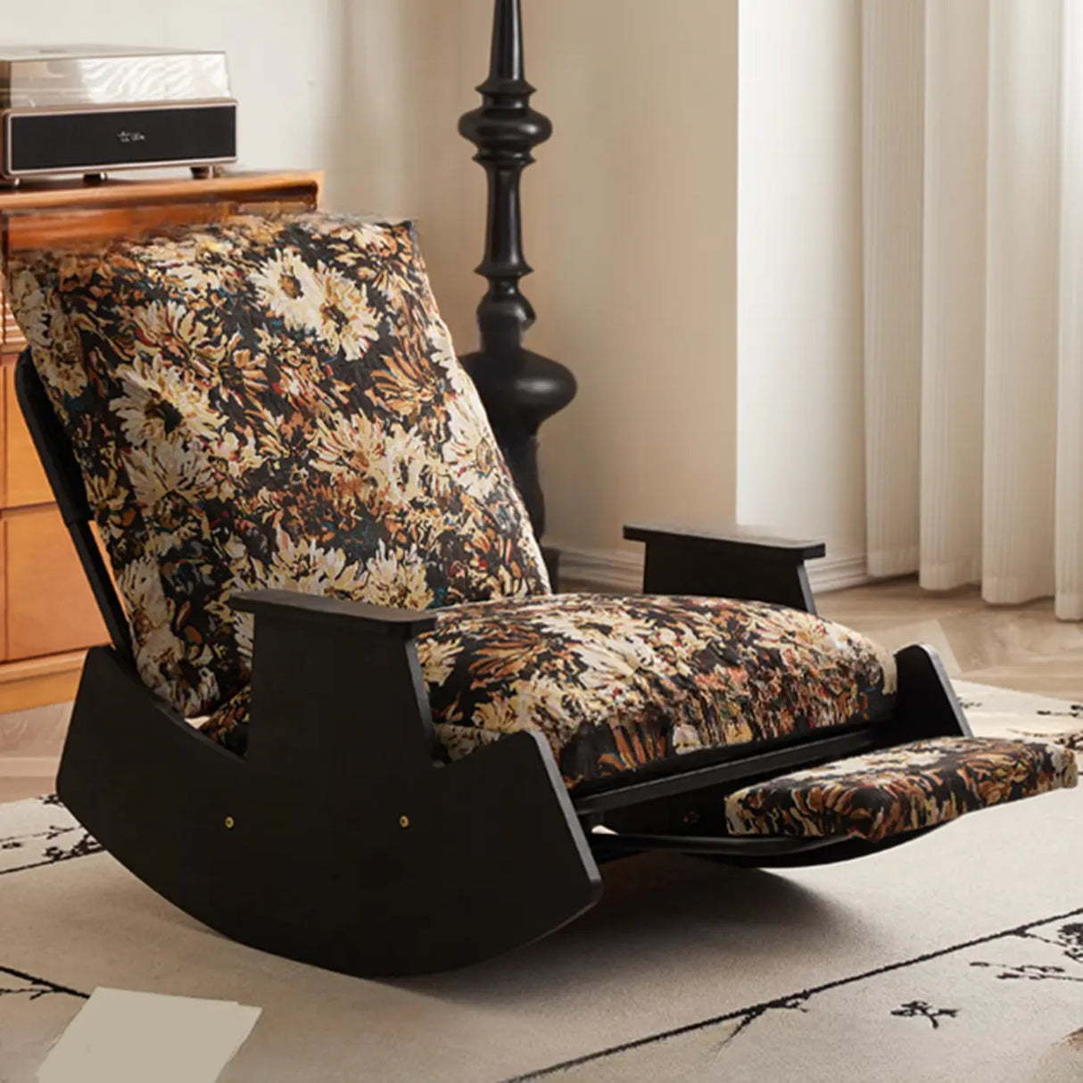 Multi-Color Recessed Arm Rocking Chair with Slipcover Image - 3