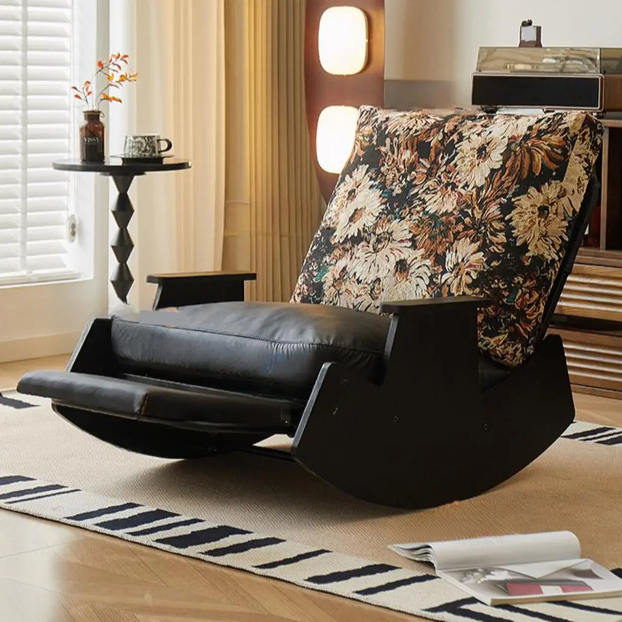 Multi-Color Recessed Arm Rocking Chair with Slipcover Image - 6
