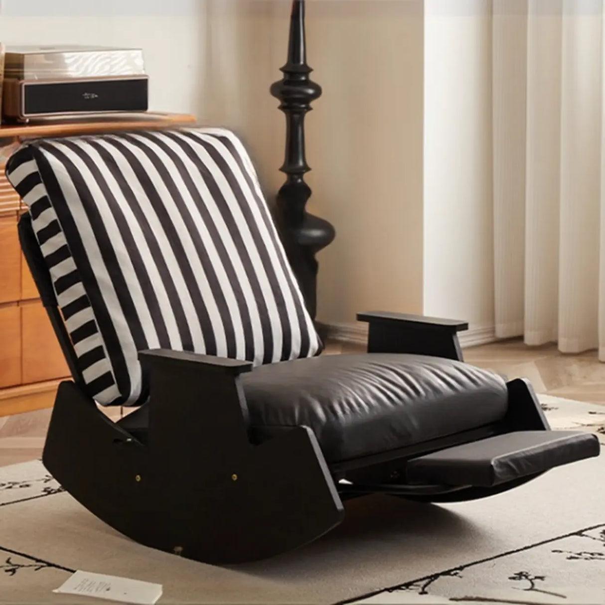 Multi-Color Recessed Arm Rocking Chair with Slipcover Image - 7