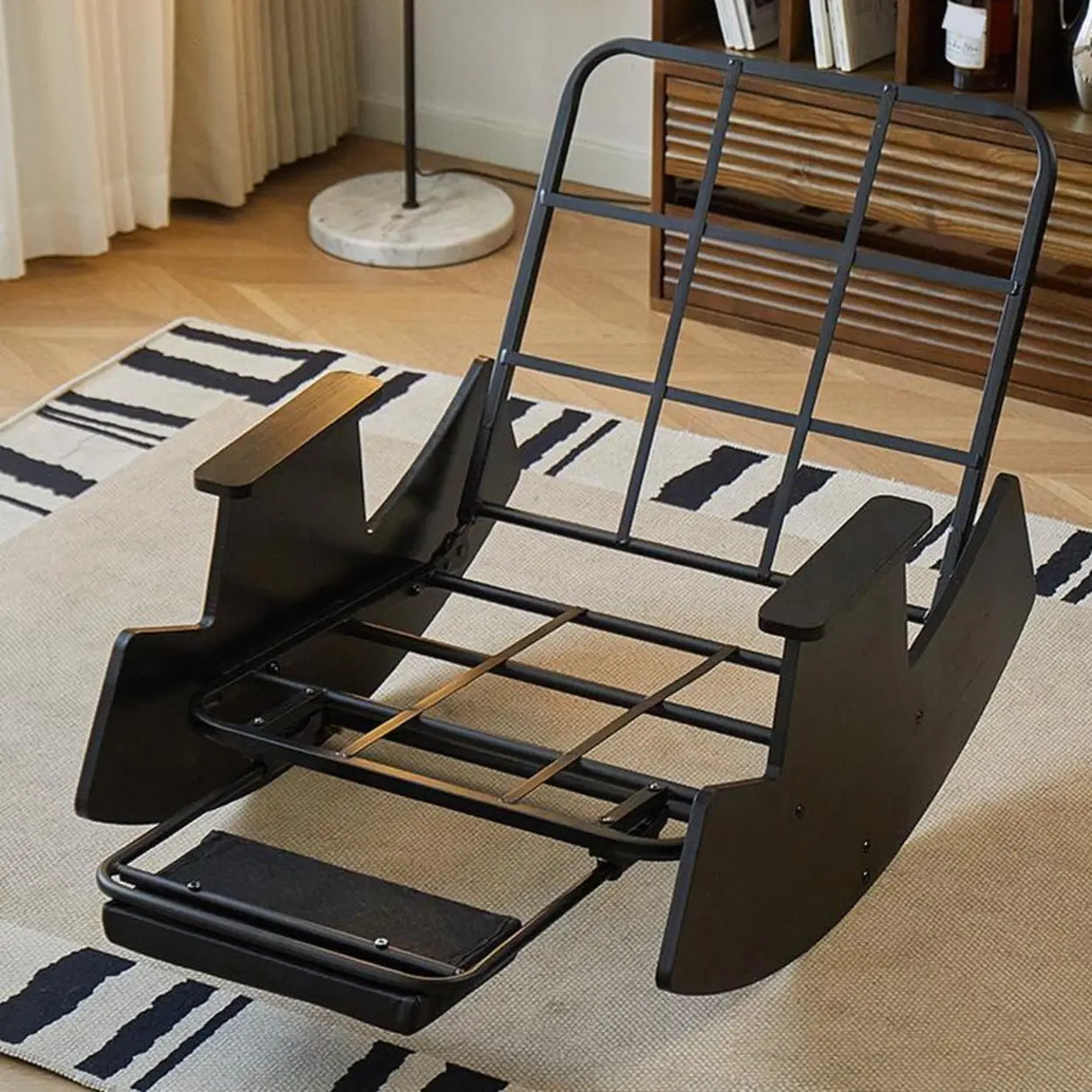 Multi-Color Recessed Arm Rocking Chair with Slipcover Image - 9