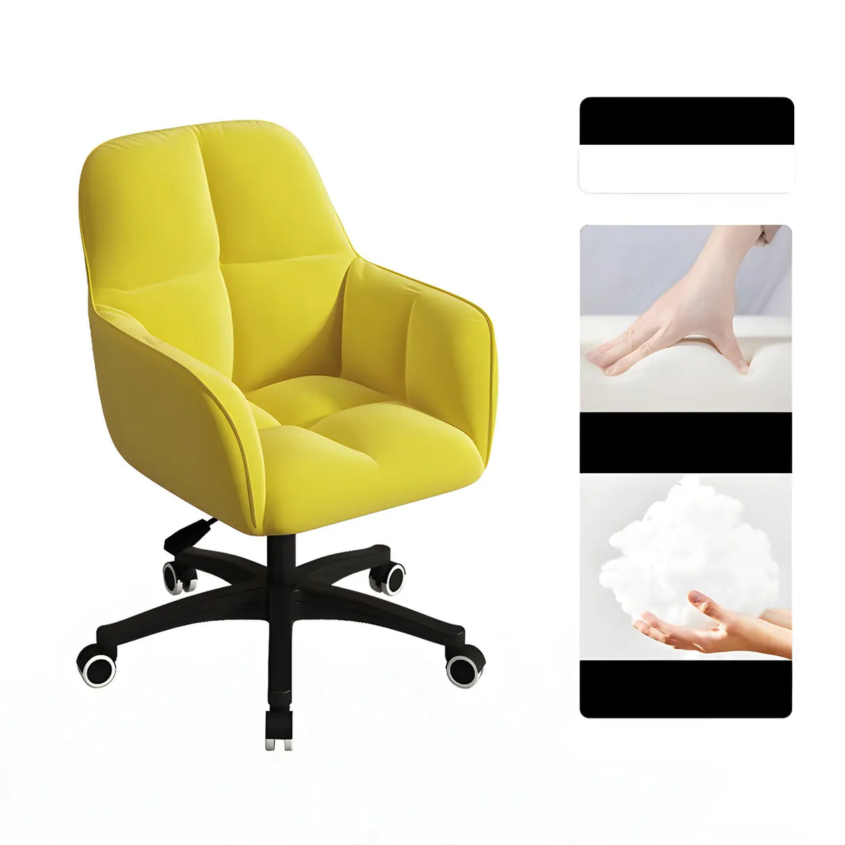 Multi-Color Swivel Curved Leather Fixed Arms Office Chair Image - 11