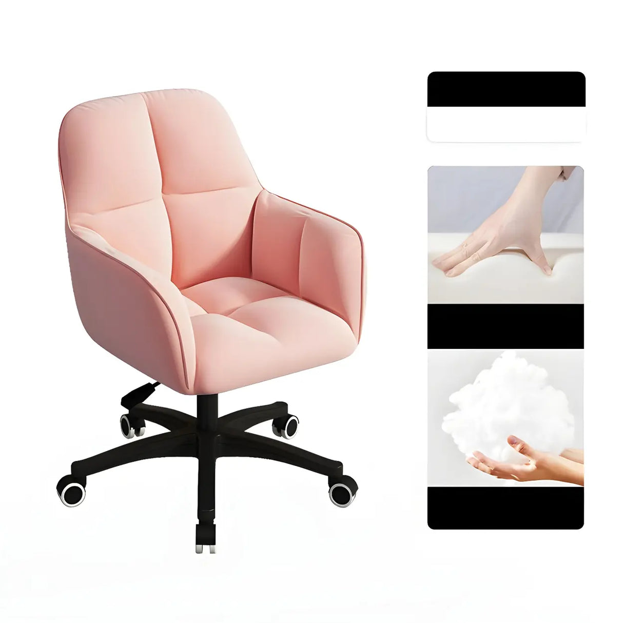 Multi-Color Swivel Curved Leather Fixed Arms Office Chair Image - 16