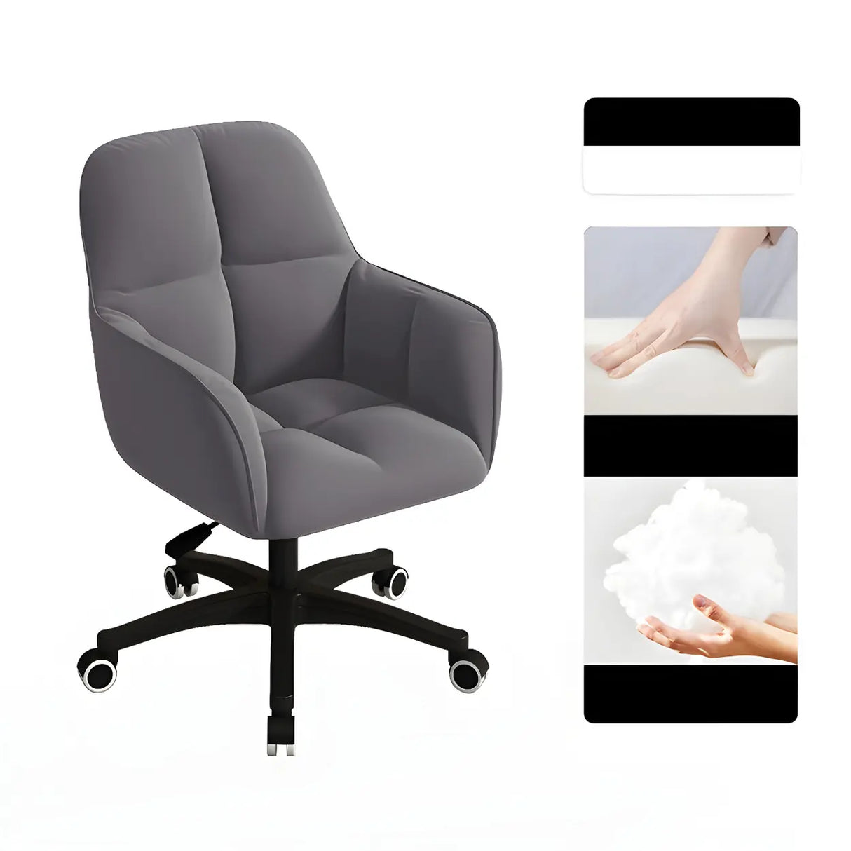 Multi-Color Swivel Curved Leather Fixed Arms Office Chair Image - 17