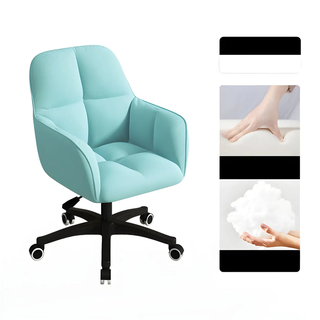 Multi-Color Swivel Curved Leather Fixed Arms Office Chair Image - 18