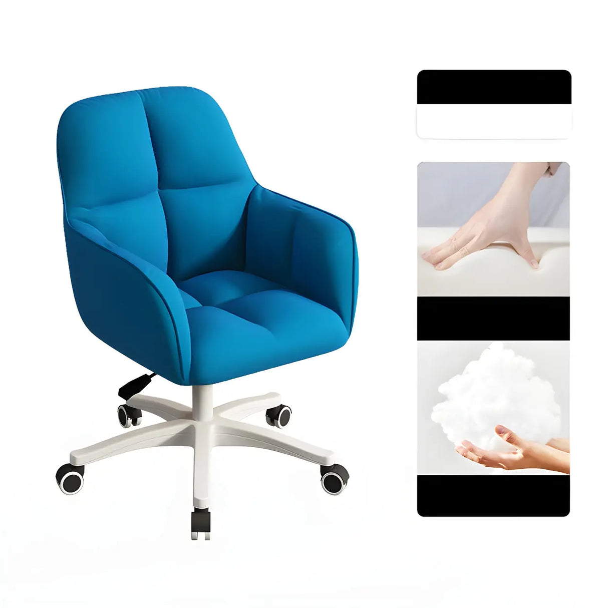 Multi-Color Swivel Curved Leather Fixed Arms Office Chair Image - 2