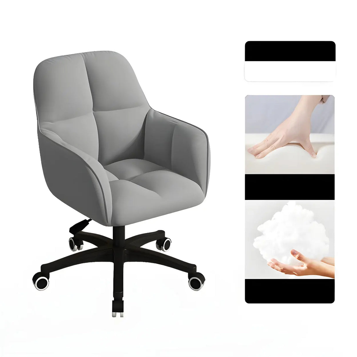 Multi-Color Swivel Curved Leather Fixed Arms Office Chair Image - 21