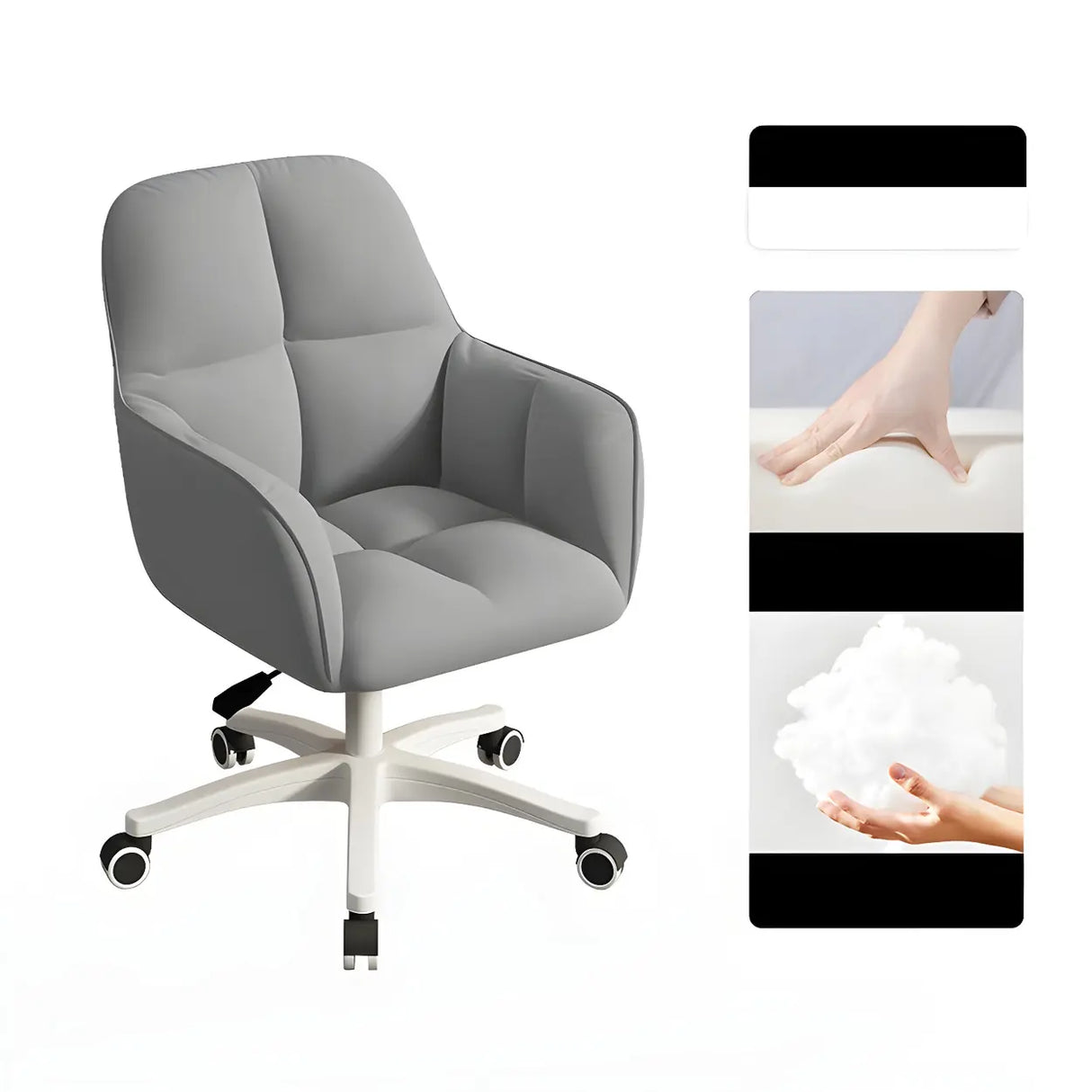 Multi-Color Swivel Curved Leather Fixed Arms Office Chair Image - 22