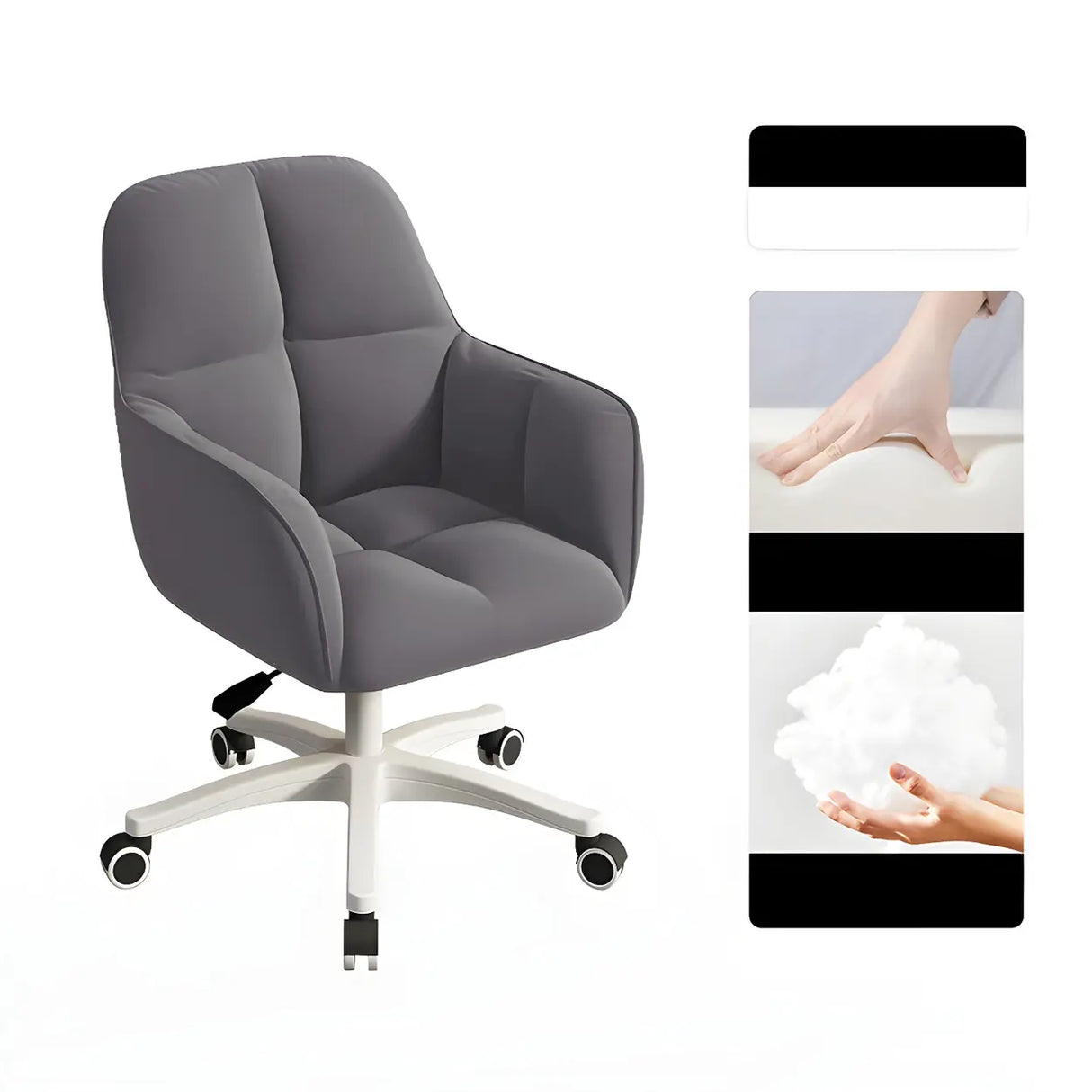 Multi-Color Swivel Curved Leather Fixed Arms Office Chair Image - 23