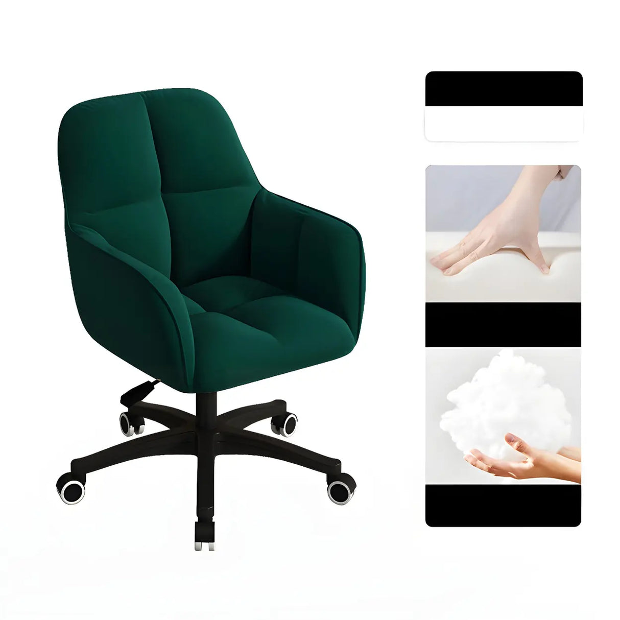 Multi-Color Swivel Curved Leather Fixed Arms Office Chair Image - 24