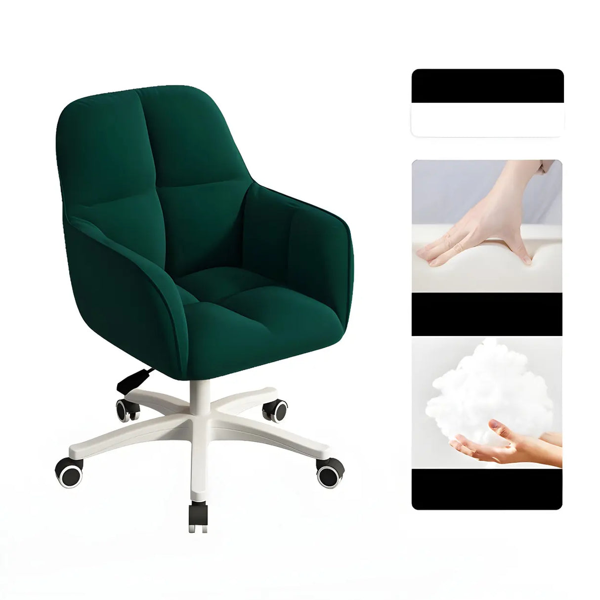 Multi-Color Swivel Curved Leather Fixed Arms Office Chair Image - 6