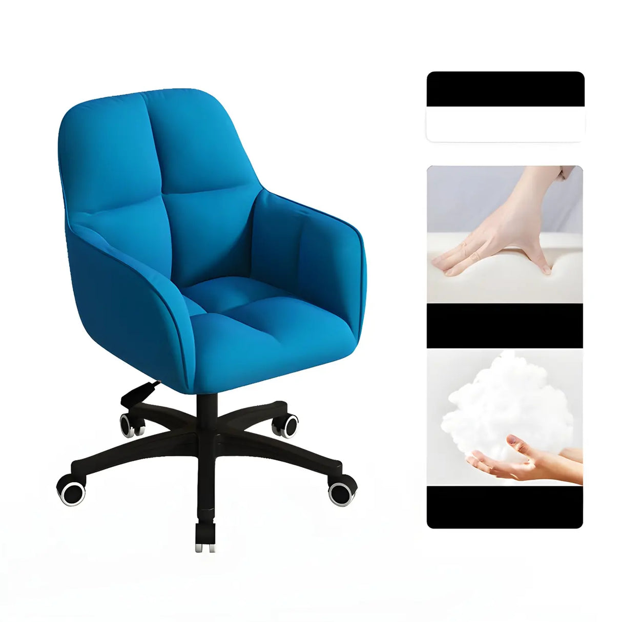 Multi-Color Swivel Curved Leather Fixed Arms Office Chair Image - 8