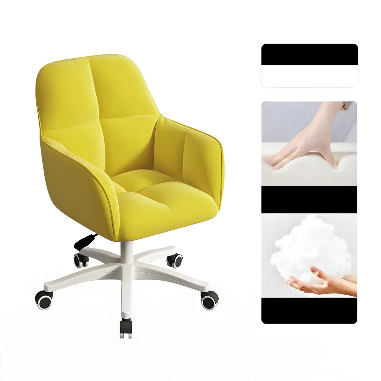 Multi-Color Swivel Curved Leather Fixed Arms Office Chair Image - 9